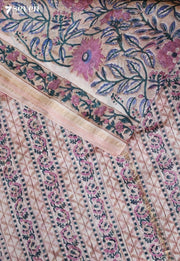 Ravanika Jaipur Off White Hand Block Printed Silk Cotton Saree - Seven Sarees - Saree - Seven Sarees