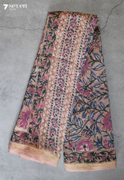 Ravanika Jaipur Off White Hand Block Printed Silk Cotton Saree - Seven Sarees - Saree - Seven Sarees