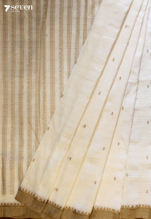 Ravolu Signature Seven Handloom Off-White Bangalore Linen Cotton Saree - Seven Sarees - Saree - Seven Sarees