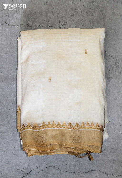Ravolu Signature Seven Handloom Off-White Bangalore Linen Cotton Saree - Seven Sarees - Saree - Seven Sarees