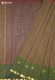 Rayanvi Signature Seven Handloom Green Bangalore Pure Cotton Saree - Seven Sarees - Saree - Seven Sarees