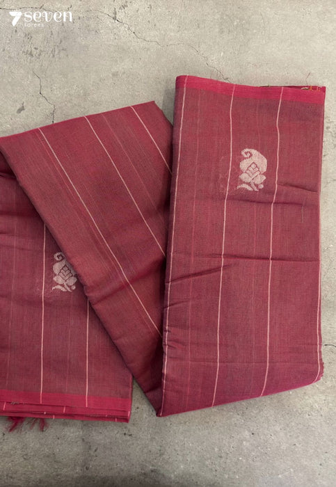 Red Rose Signature Seven Handloom Red Bangalore Pure Cotton Saree - Seven Sarees - Saree - Seven Sarees