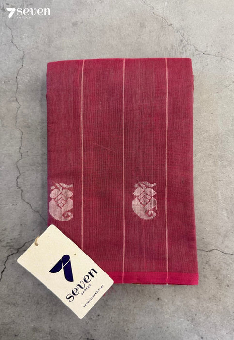 Red Rose Signature Seven Handloom Red Bangalore Pure Cotton Saree - Seven Sarees - Saree - Seven Sarees