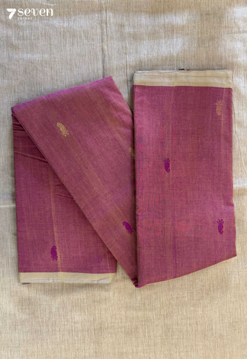 Red Sand Signature Seven Handloom Pink Bangalore Pure Cotton Saree - Seven Sarees - Saree - Seven Sarees