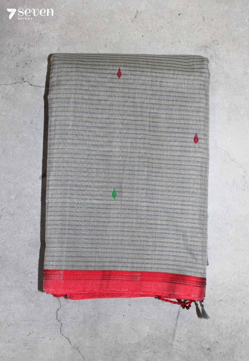 Rethal Signature Seven Handloom Grey Bangalore Pure Cotton Saree - Seven Sarees - Saree - Seven Sarees
