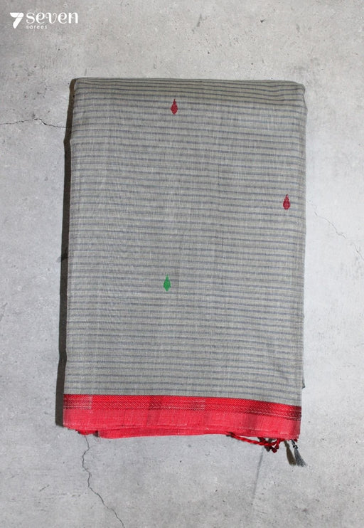 Rethal Signature Seven Handloom Grey Bangalore Pure Cotton Saree - Seven Sarees - Saree - Seven Sarees
