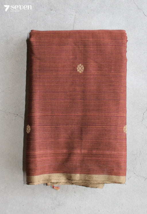 Rethavi Signature Seven Handloom Brown Bangalore Pure Cotton Saree - Seven Sarees - Saree - Seven Sarees