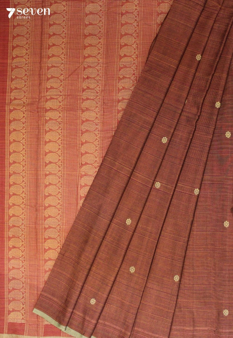 Rethavi Signature Seven Handloom Brown Bangalore Pure Cotton Saree - Seven Sarees - Saree - Seven Sarees
