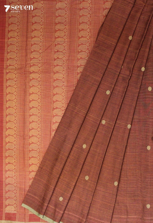 Rethavi Signature Seven Handloom Brown Bangalore Pure Cotton Saree - Seven Sarees - Saree - Seven Sarees