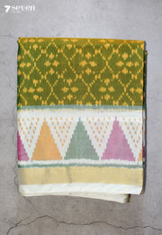 Retholi Patola Handloom Single Ikkat Green Pure Silk Saree|Silk Mark Certified - Seven Sarees - Saree - Seven Sarees