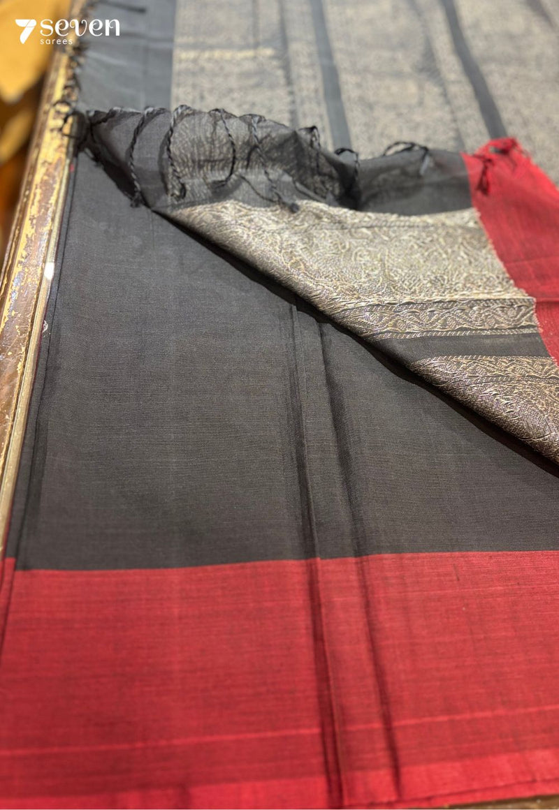 Reya Signature Seven Handloom Red/Black Bangalore Pure Cotton Saree - Seven Sarees - Saree - Seven Sarees