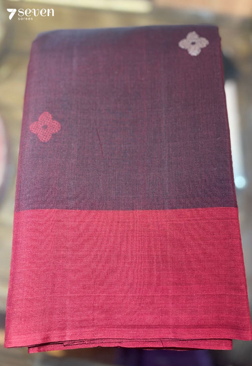 Reya Signature Seven Handloom Red/Black Bangalore Pure Cotton Saree - Seven Sarees - Saree - Seven Sarees