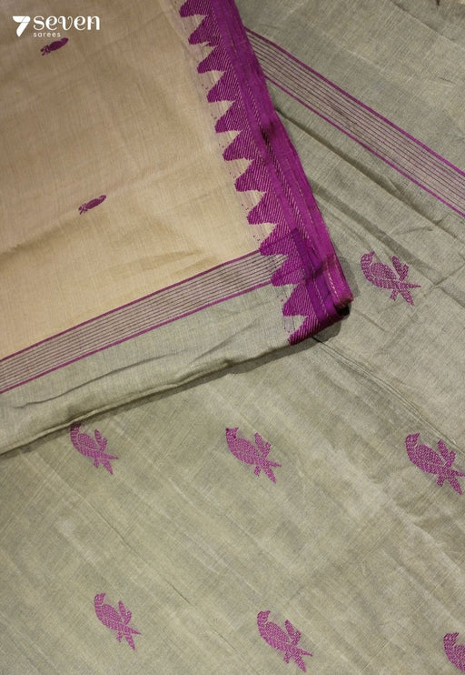 Ridhanya Signature Seven Handloom Beige Bangalore Pure Cotton Saree - Seven Sarees - Saree - Seven Sarees