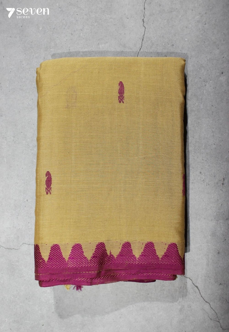 Ridhanya Signature Seven Handloom Beige Bangalore Pure Cotton Saree - Seven Sarees - Saree - Seven Sarees