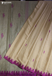 Ridhanya Signature Seven Handloom Beige Bangalore Pure Cotton Saree - Seven Sarees - Saree - Seven Sarees