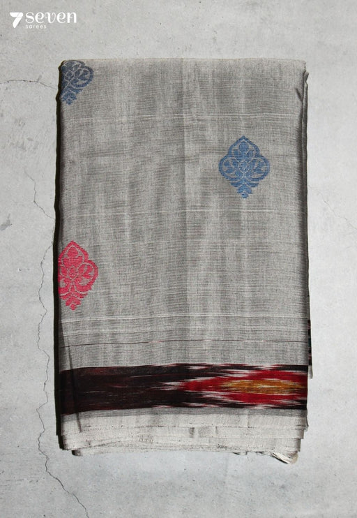 Rihvani Signature Seven Handloom Grey Bangalore Pure Cotton Saree - Seven Sarees - Saree - Seven Sarees