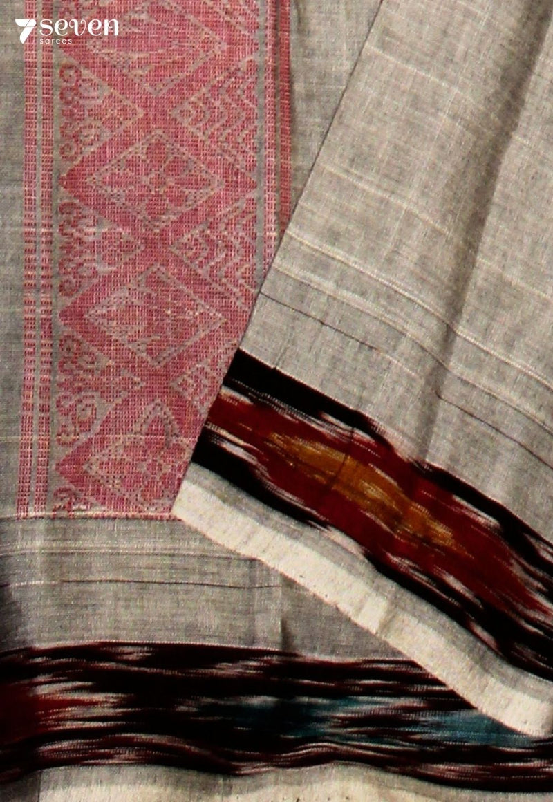 Rihvani Signature Seven Handloom Grey Bangalore Pure Cotton Saree - Seven Sarees - Saree - Seven Sarees