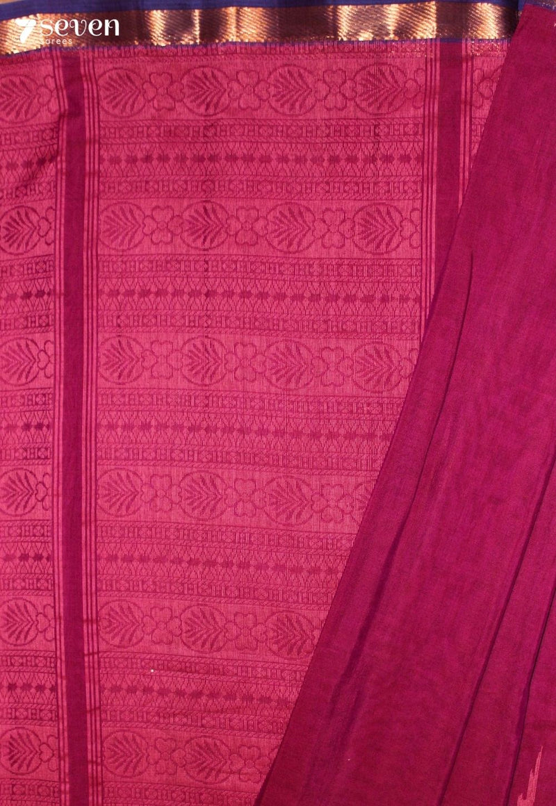 Rihvaya Signature Seven Handloom Red Bangalore Pure Cotton Saree - Seven Sarees - Saree - Seven Sarees