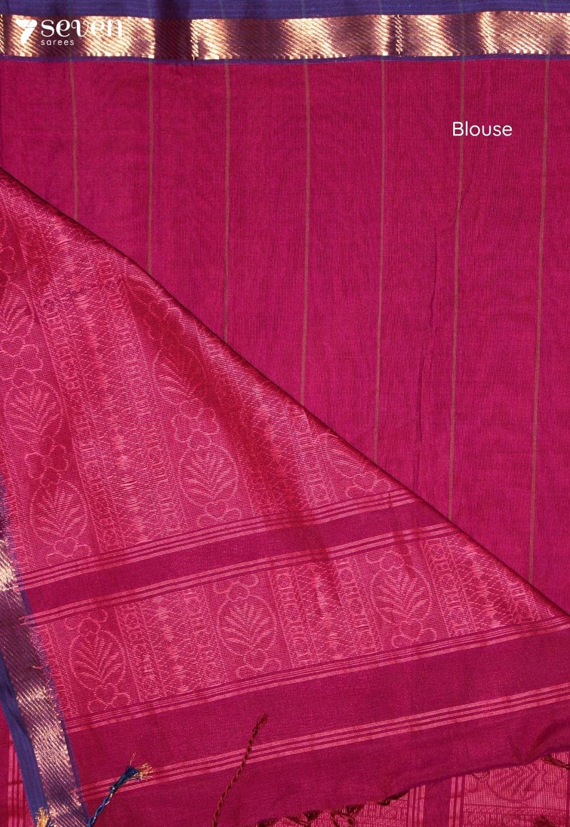 Rihvaya Signature Seven Handloom Red Bangalore Pure Cotton Saree - Seven Sarees - Saree - Seven Sarees