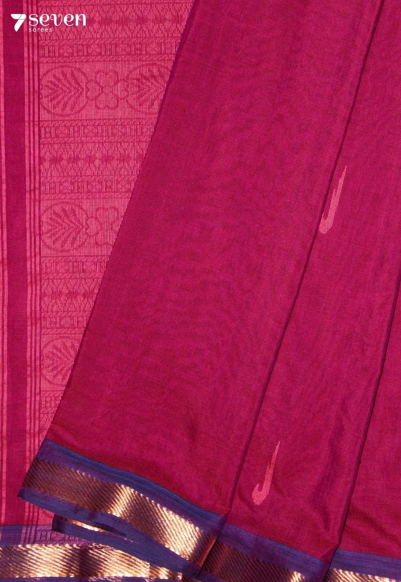 Rihvaya Signature Seven Handloom Red Bangalore Pure Cotton Saree - Seven Sarees - Saree - Seven Sarees