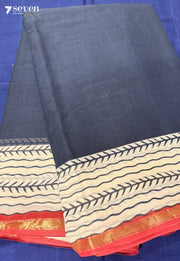 Ripples & Rest Jaipur Black Handblock 100% Cotton Saree - Seven Sarees - Saree - Seven Sarees
