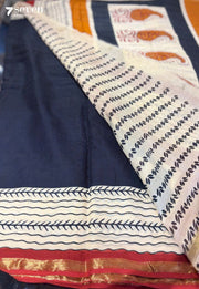 Ripples & Rest Jaipur Black Handblock 100% Cotton Saree - Seven Sarees - Saree - Seven Sarees