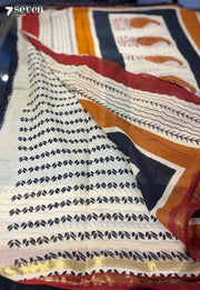 Ripples & Rest Jaipur Black Handblock 100% Cotton Saree - Seven Sarees - Saree - Seven Sarees