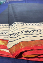 Ripples & Rest Jaipur Black Handblock 100% Cotton Saree - Seven Sarees - Saree - Seven Sarees