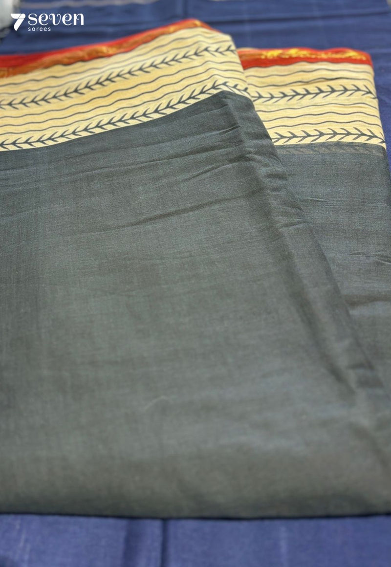 Ripples & Rest Jaipur Black Handblock 100% Cotton Saree - Seven Sarees - Saree - Seven Sarees