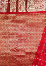 Rishita Handloom Venkatagiri Pattu 100% Silk Red Saree | Silk Mark Certified - Seven Sarees - Seven Sarees
