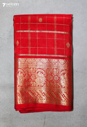 Rishita Handloom Venkatagiri Pattu 100% Silk Red Saree | Silk Mark Certified - Seven Sarees - Seven Sarees