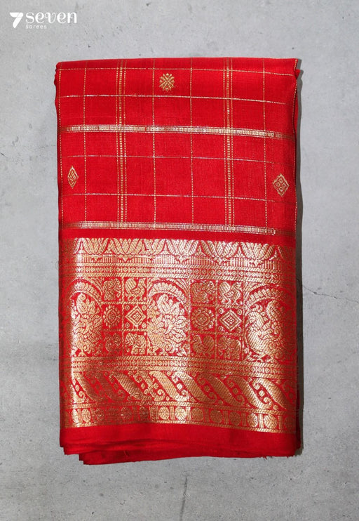 Rishita Handloom Venkatagiri Pattu 100% Silk Red Saree | Silk Mark Certified