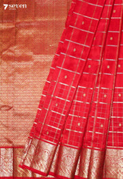 Rishita Handloom Venkatagiri Pattu 100% Silk Red Saree | Silk Mark Certified - Seven Sarees - Seven Sarees