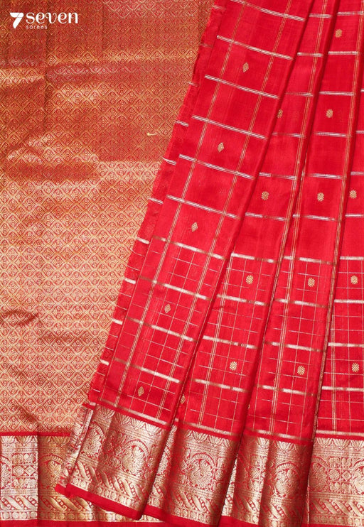 Rishita Handloom Venkatagiri Pattu 100% Silk Red Saree | Silk Mark Certified
