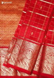 Rishita Handloom Venkatagiri Pattu 100% Silk Red Saree | Silk Mark Certified - Seven Sarees - Seven Sarees