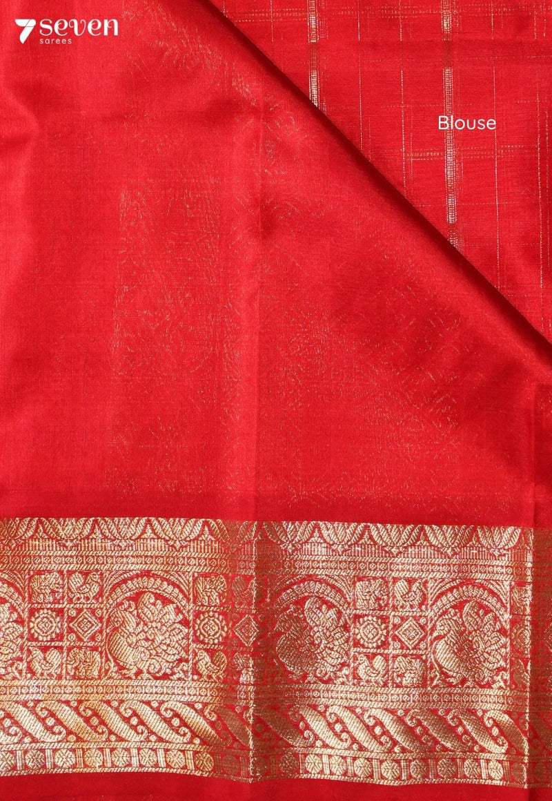 Rishita Handloom Venkatagiri Pattu 100% Silk Red Saree | Silk Mark Certified - Seven Sarees - Seven Sarees