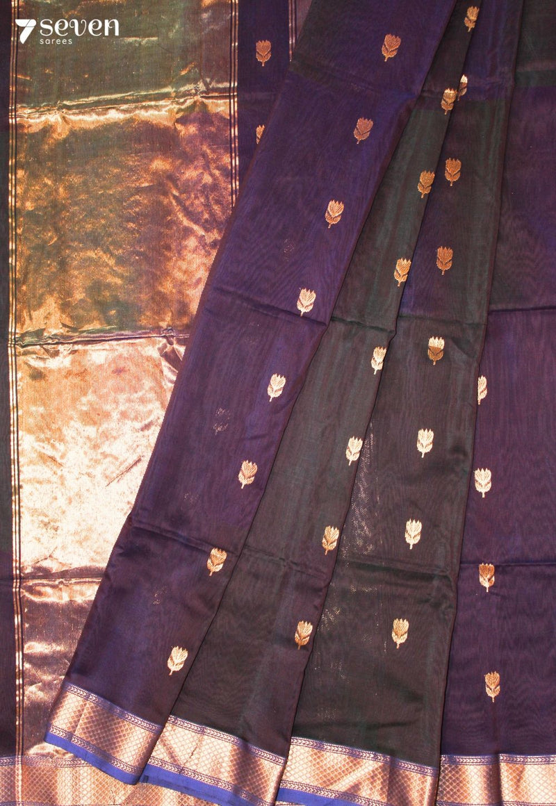 Rishmika Maheshwari Handloom Purple Silk Cotton Saree - Seven Sarees - Seven Sarees