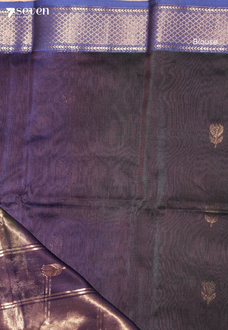Rishmika Maheshwari Handloom Purple Silk Cotton Saree - Seven Sarees - Seven Sarees
