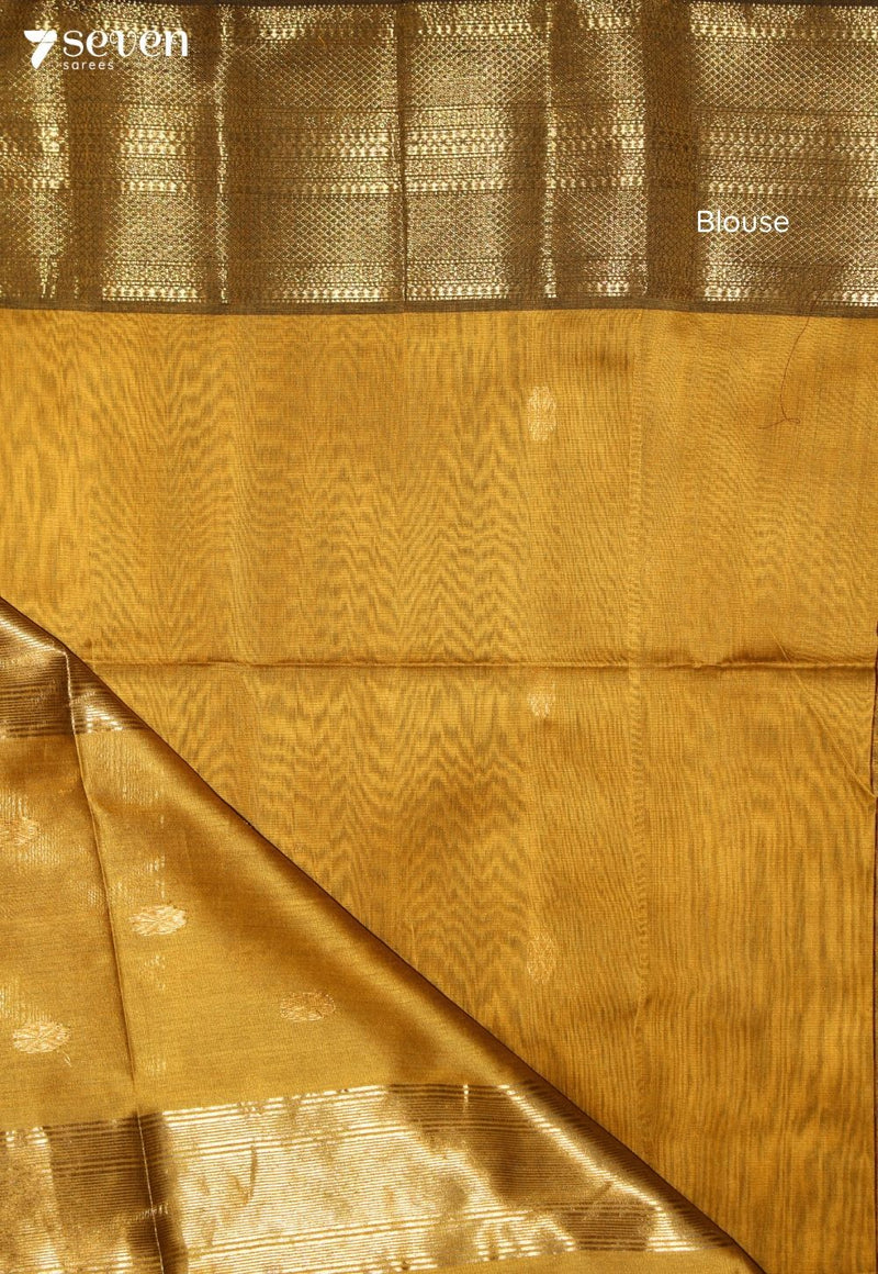 Ritambhara Maheshwari Handloom Mustard Silk Cotton Saree - view 4
