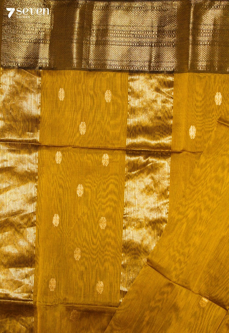 Ritambhara Maheshwari Handloom Mustard Silk Cotton Saree - view 3