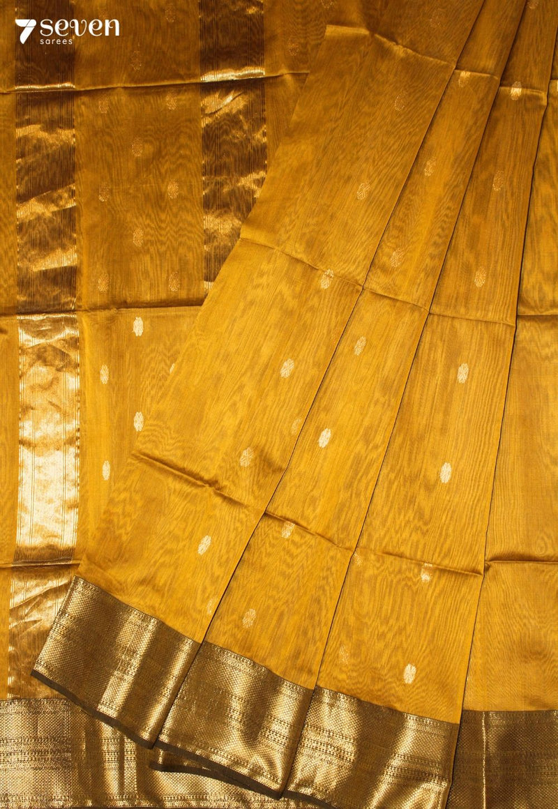 Ritambhara Maheshwari Handloom Mustard Silk Cotton Saree - view 1