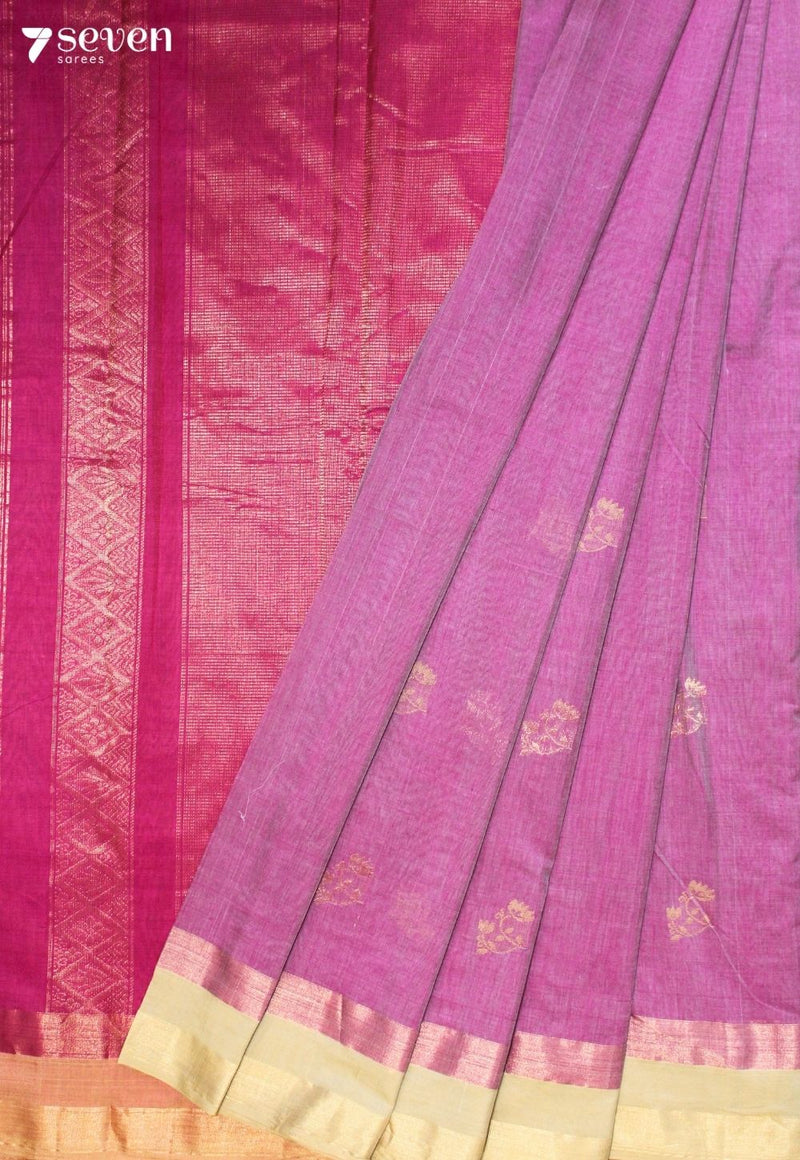 Rithmika Signature Seven Handloom Pink Bangalore Pure Cotton Saree - Seven Sarees - Saree - Seven Sarees