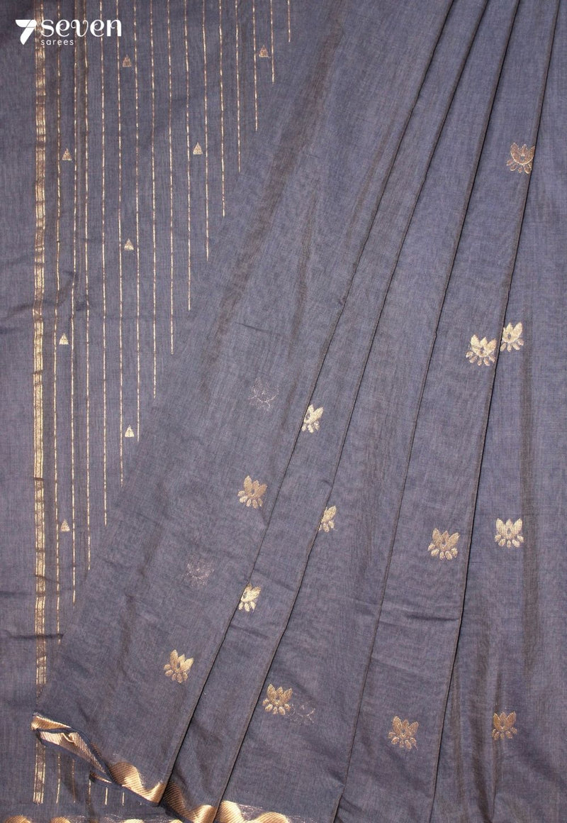 Rithvya Signature Seven Handloom Grey Bangalore Pure Cotton Saree - Seven Sarees - Saree - Seven Sarees