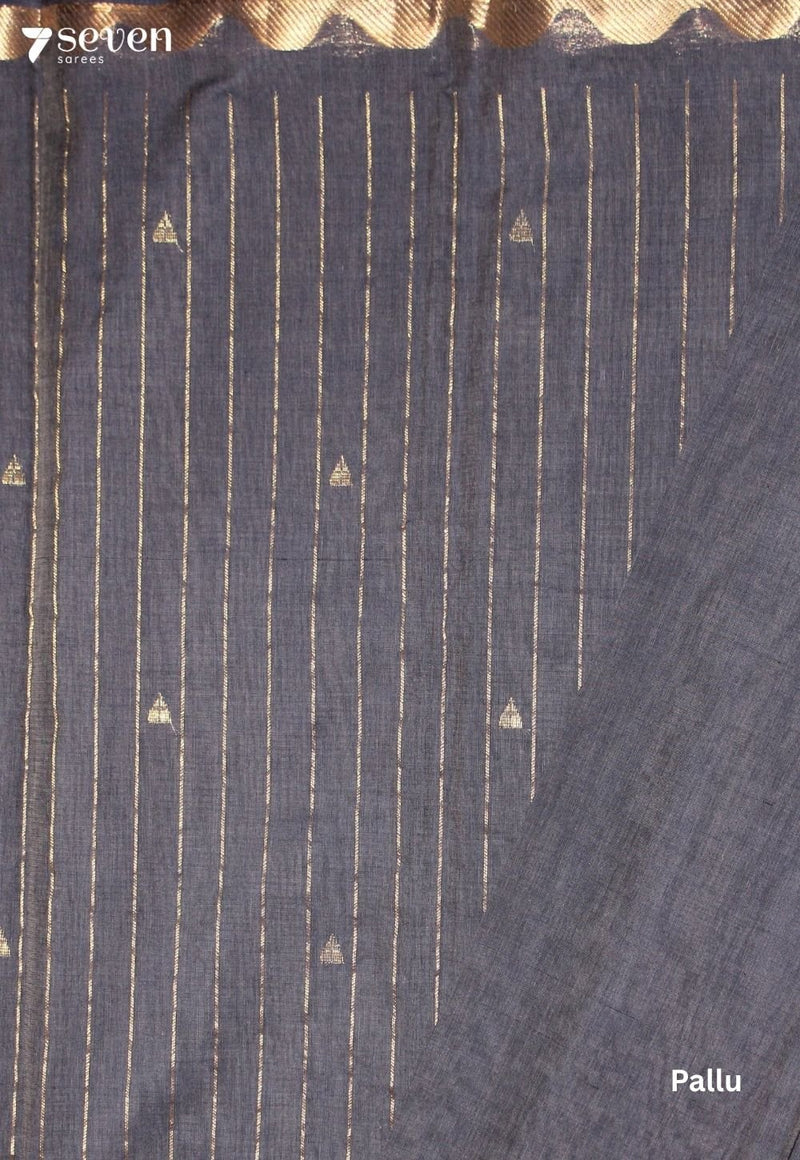 Rithvya Signature Seven Handloom Grey Bangalore Pure Cotton Saree - Seven Sarees - Saree - Seven Sarees