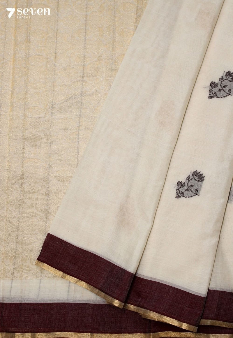 Ritumati Signature Seven Handloom Off-White Bangalore Pure Cotton Saree - view 5
