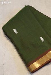 Ritvaya Signature Seven Handloom Green Bangalore Pure Cotton Saree - Seven Sarees - Saree - Seven Sarees