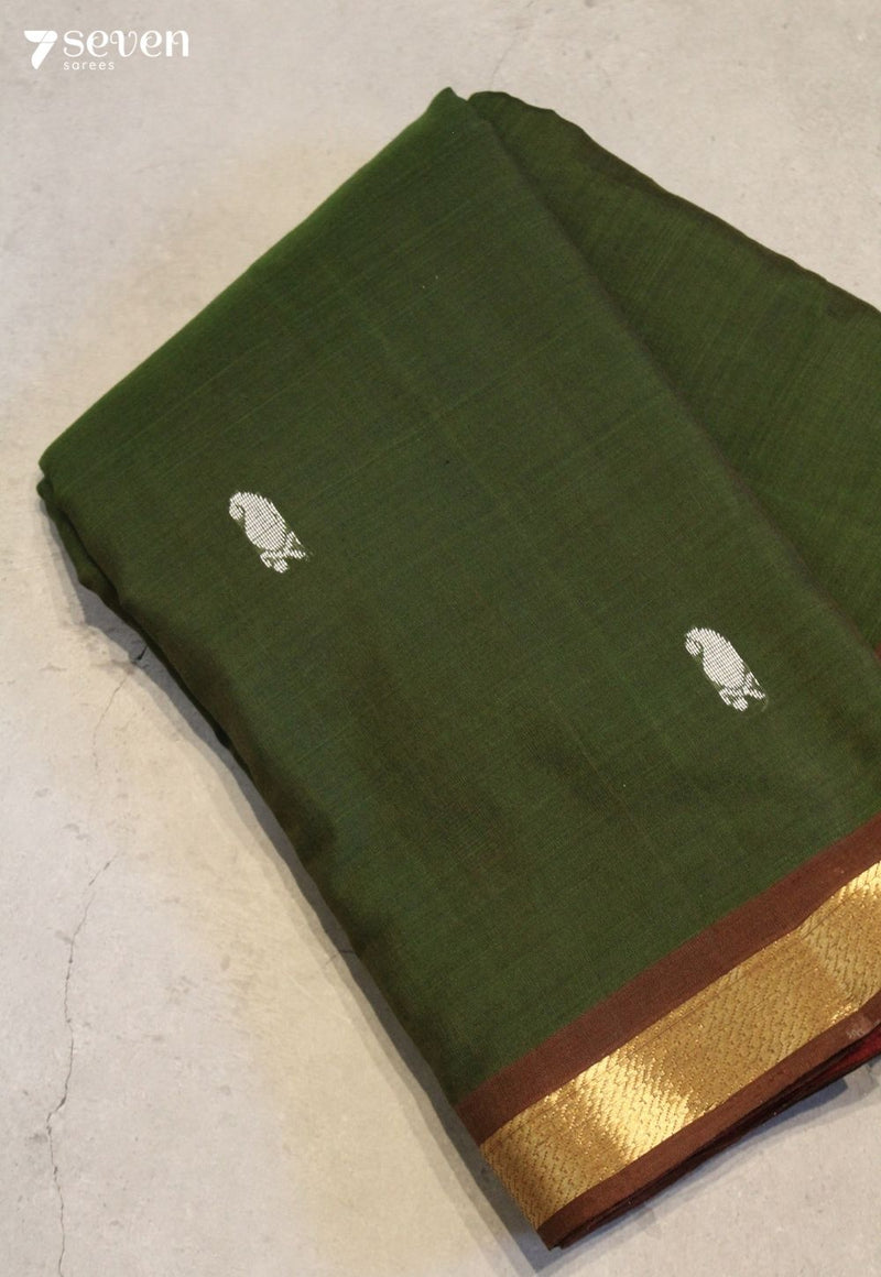 Ritvaya Signature Seven Handloom Green Bangalore Pure Cotton Saree - Seven Sarees - Saree - Seven Sarees