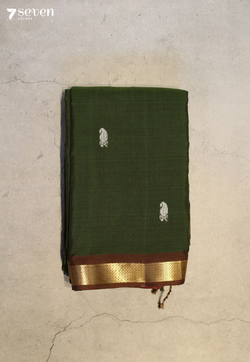 Ritvaya Signature Seven Handloom Green Bangalore Pure Cotton Saree - Seven Sarees - Saree - Seven Sarees