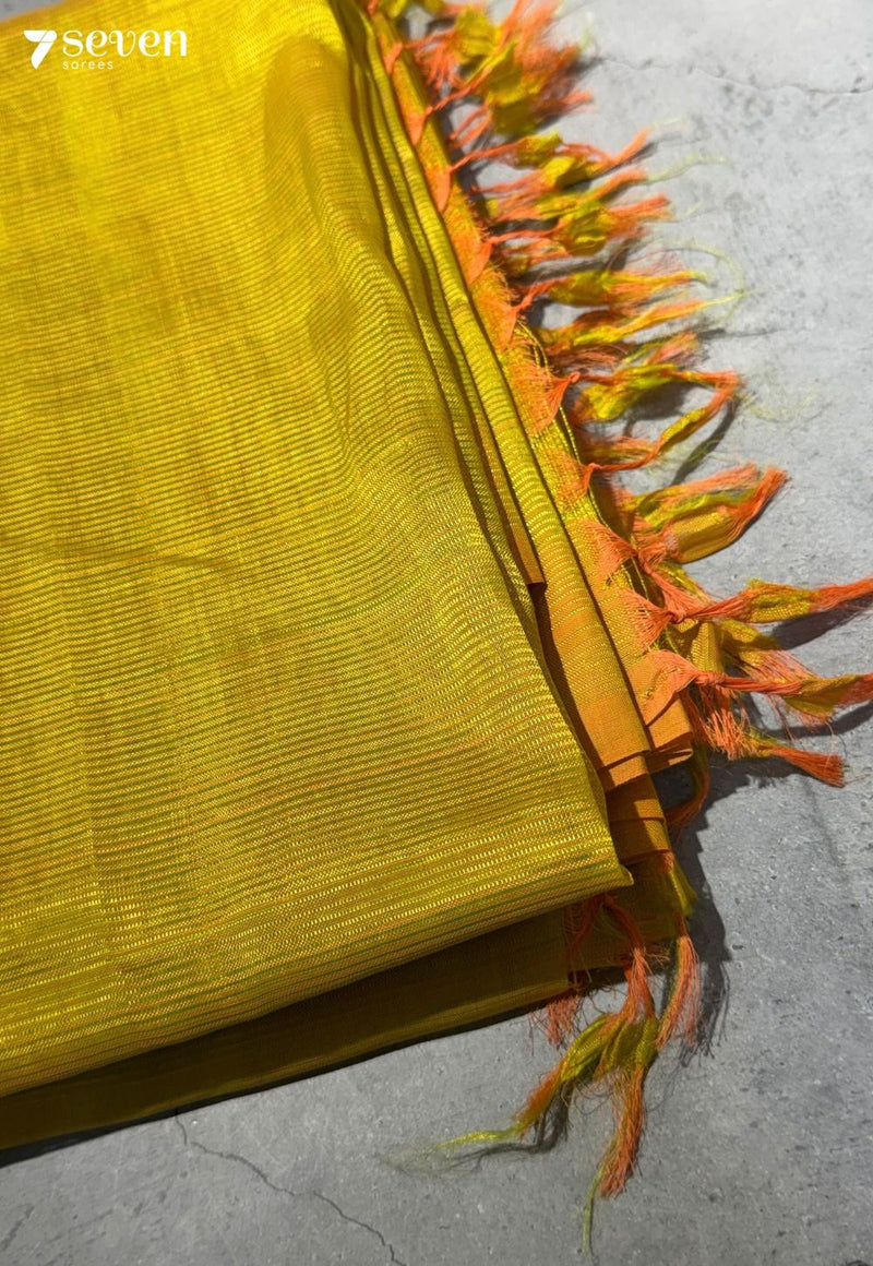 Rohisha Mangalagiri Handloom Yellow Vegan Silk Saree - view 4
