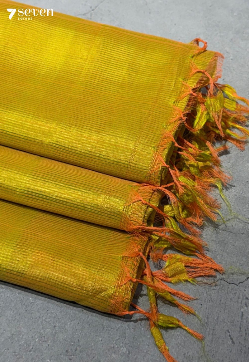 Rohisha Mangalagiri Handloom Yellow Vegan Silk Saree - view 1